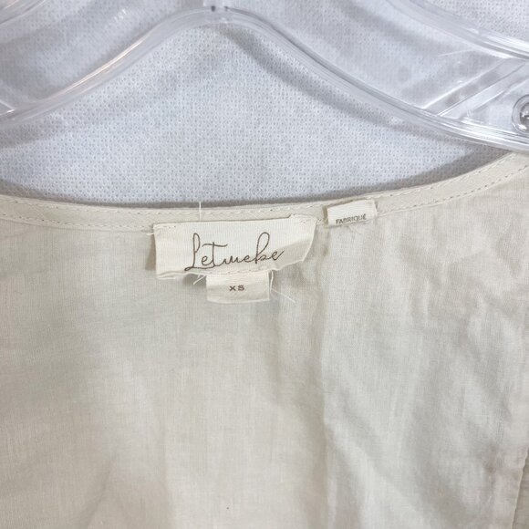 Anthropologie Let Me Be Cream Puff Sleeve Sweetheart Crop Top Buttons - Size XS - Picture 4 of 7